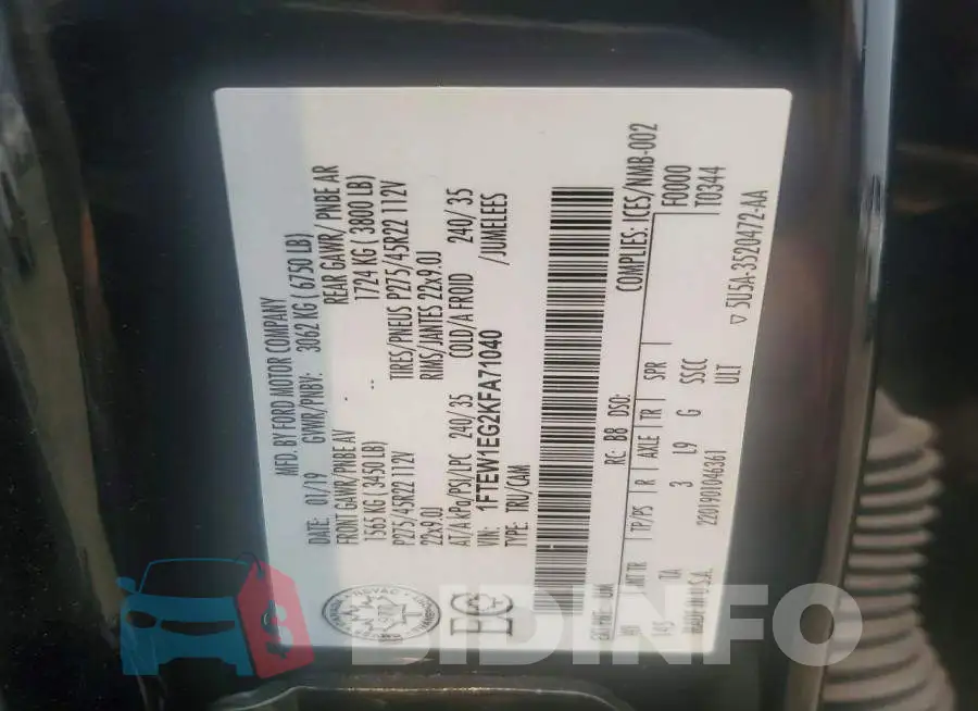 1FTEW1EG2KFA71040 Photo# 12