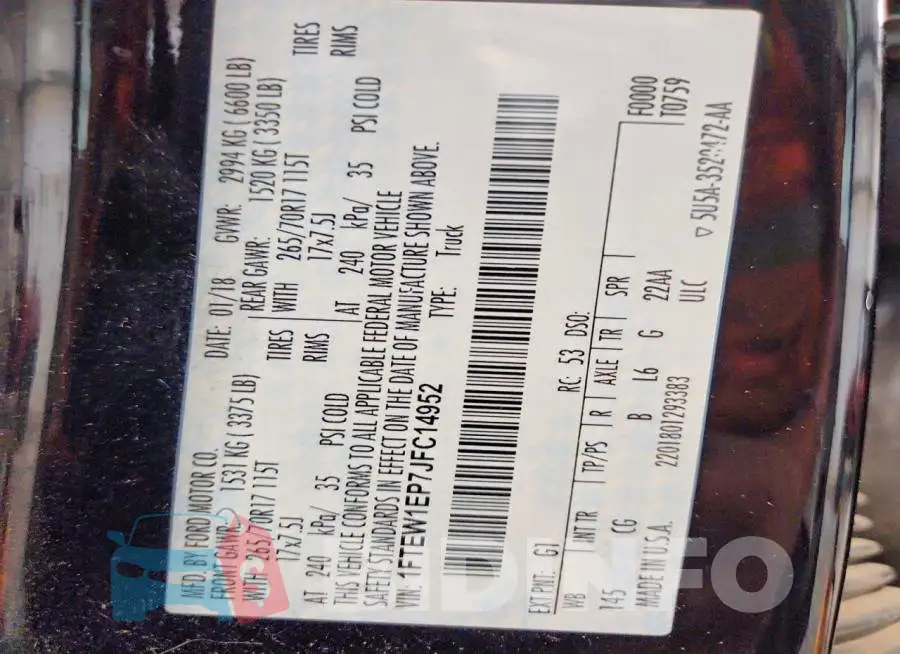 1FTEW1EP7JFC14952 Photo# 12