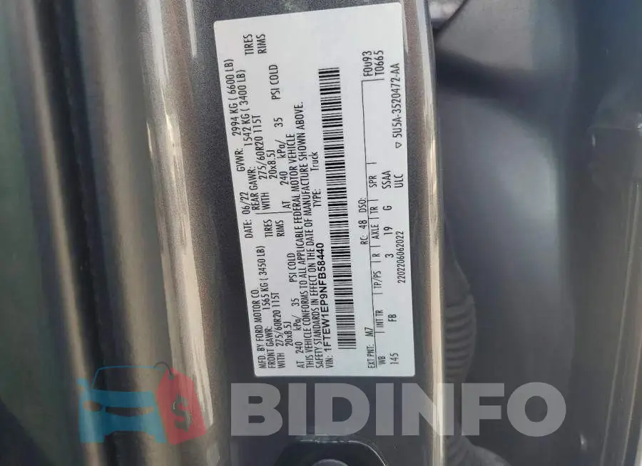 1FTEW1EP9NFB58440 Photo# 12