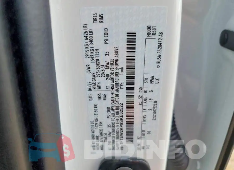 1FTEW2KP9SKE02522 Photo# 12