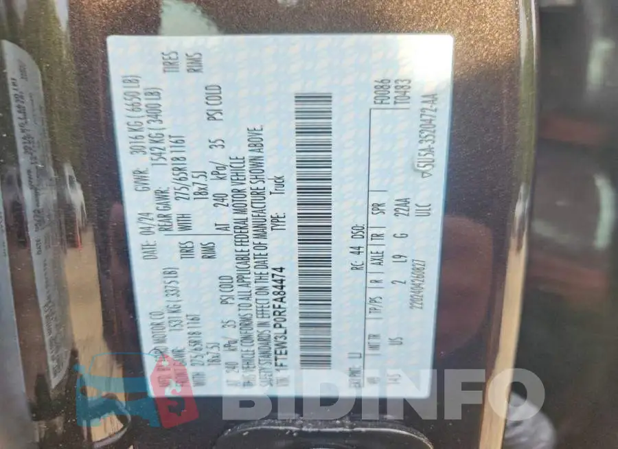 1FTEW3LP0RFA84474 Photo# 12