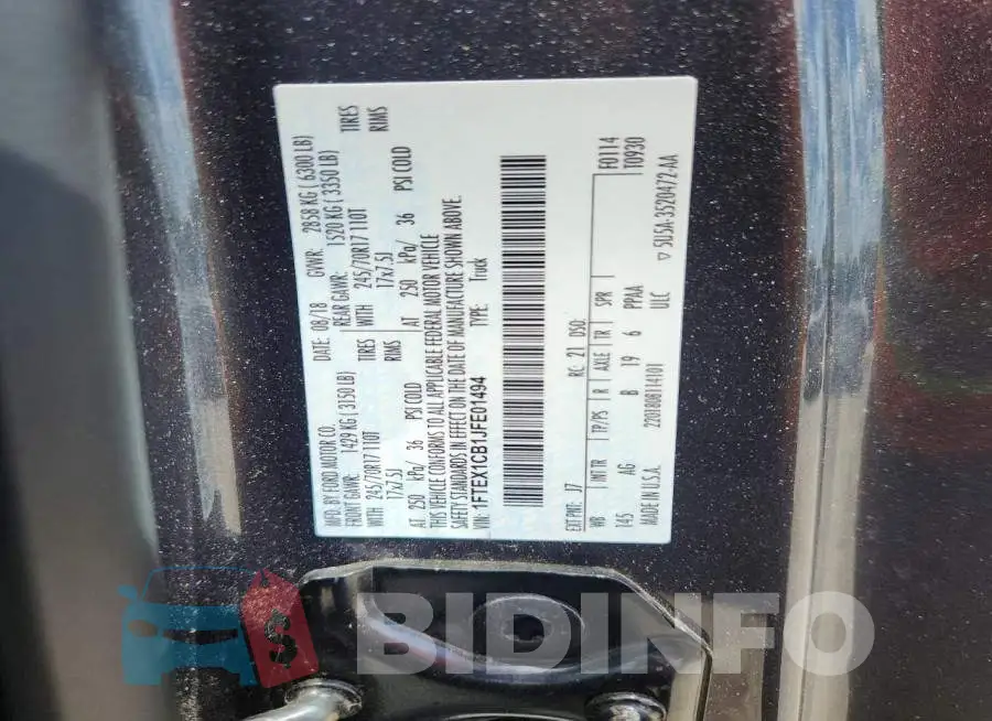 1FTEX1CB1JFE01494 Photo# 13