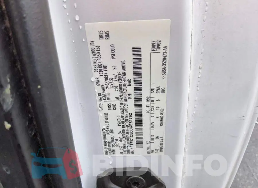1FTEX1CB3JKE81792 Photo# 12
