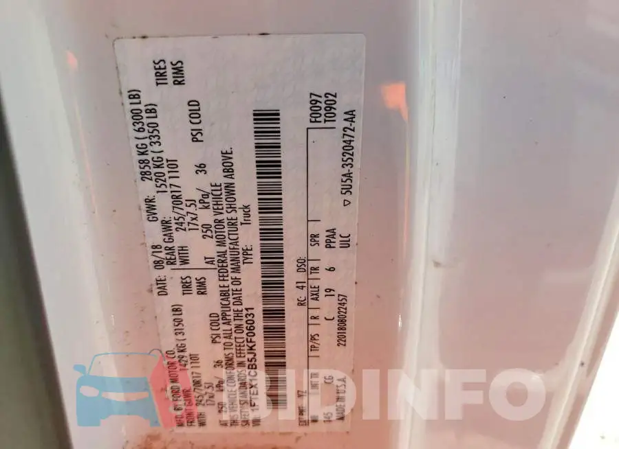 1FTEX1CB5JKF06031 Photo# 12