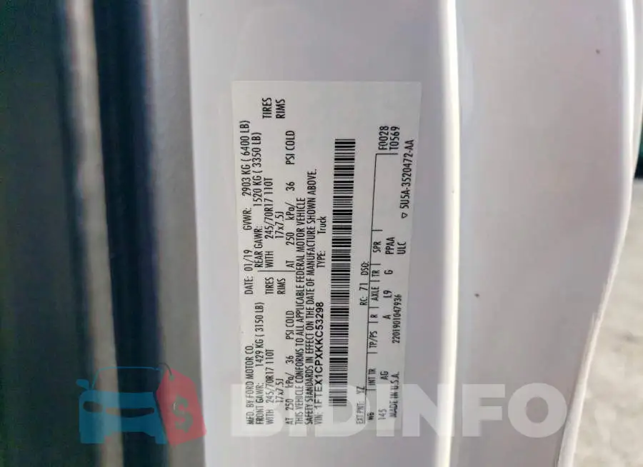 1FTEX1CPXKKC53298 Photo# 12
