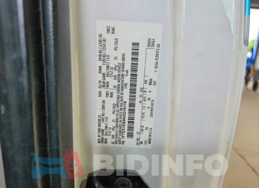 1FTEX1EB0KKD16118 Photo# 12