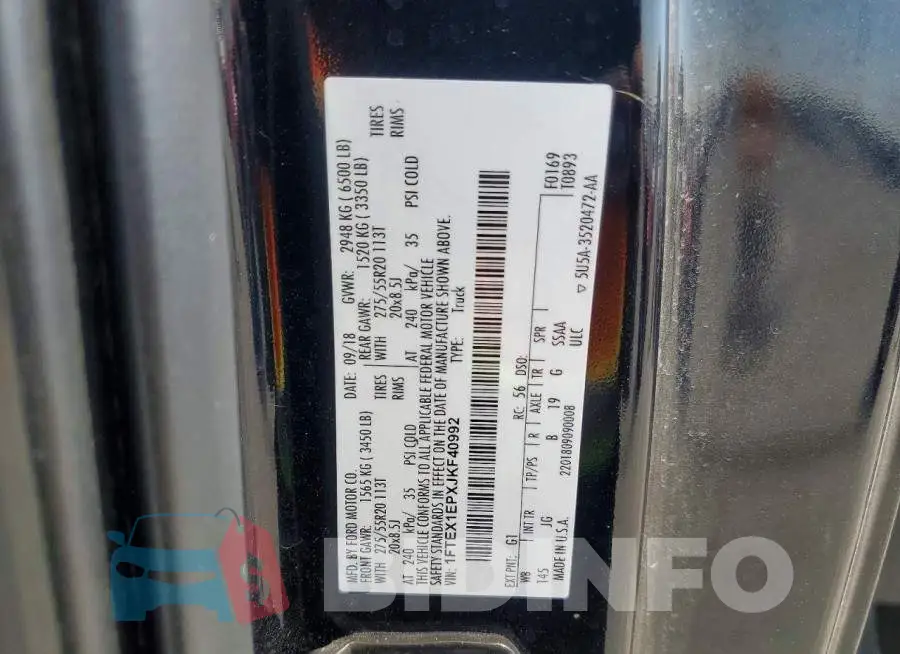 1FTEX1EPXJKF40992 Photo# 12
