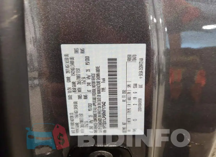 1FTEX1LP0RKF17042 Photo# 12