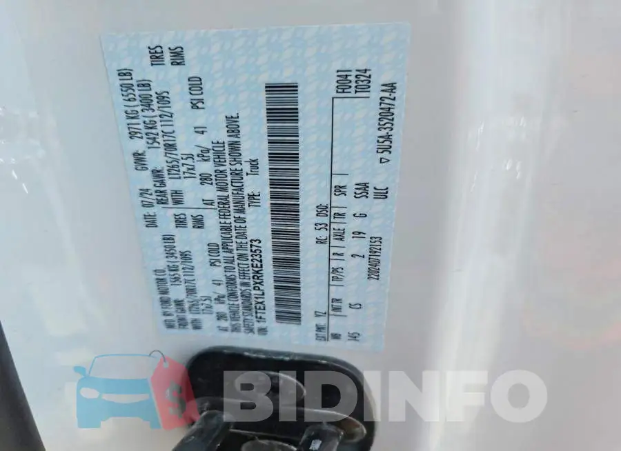 1FTEX1LPXRKE23573 Photo# 12