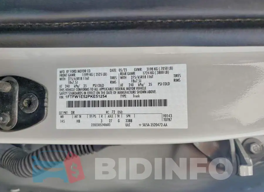 1FTFW1E52PKE51254 Photo# 12