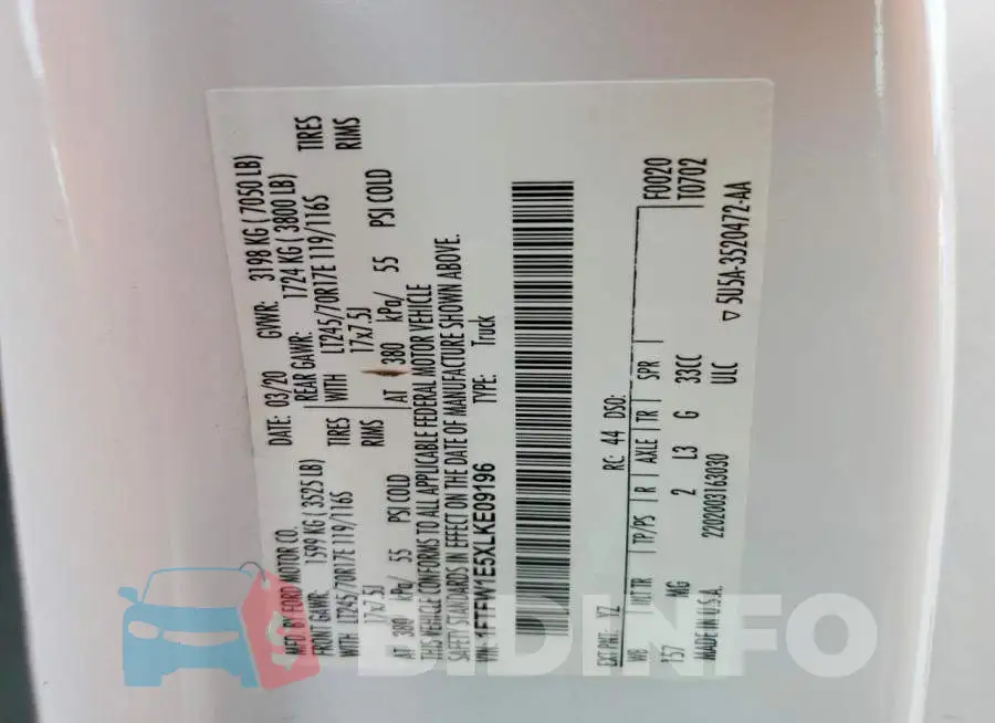 1FTFW1E5XLKE09196 Photo# 13