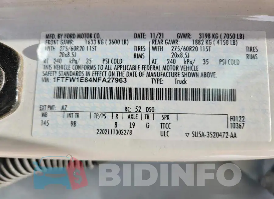 1FTFW1E84NFA27963 Photo# 13