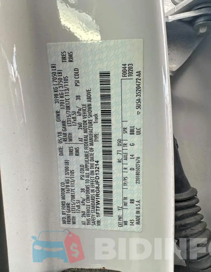 1FTFW1RG8JFD13214 Photo# 10