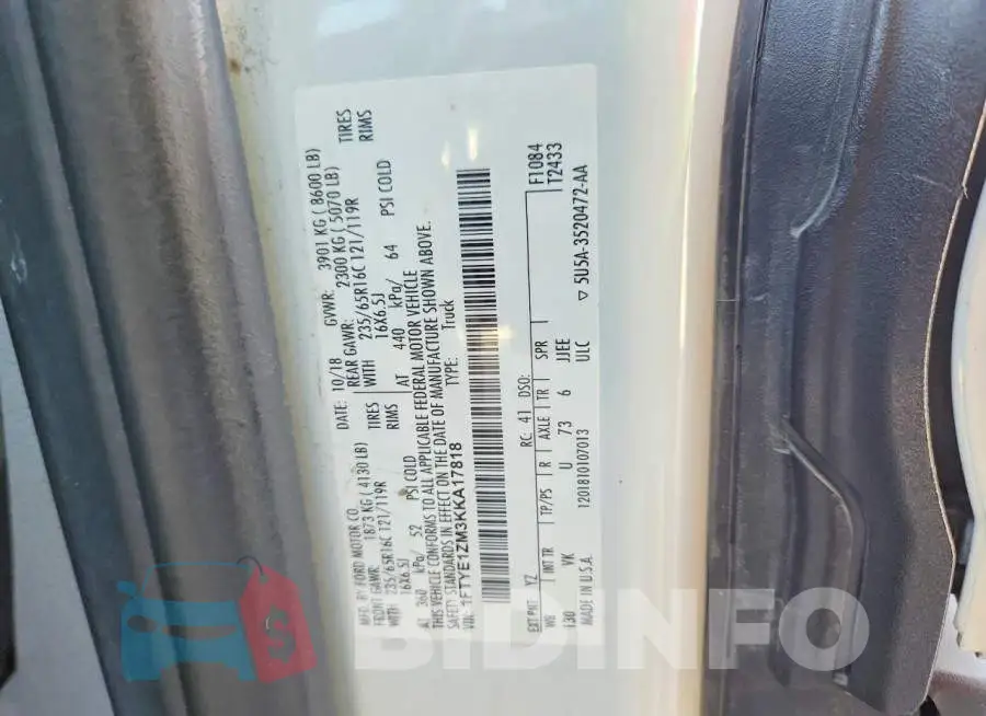 1FTYE1ZM3KKA17818 Photo# 12