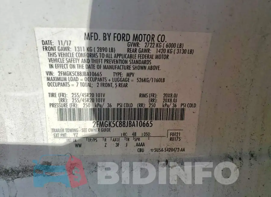 2FMGK5C88JBA10665 Photo# 13