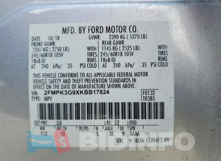 2FMPK3G9XKBB17824 Photo# 13
