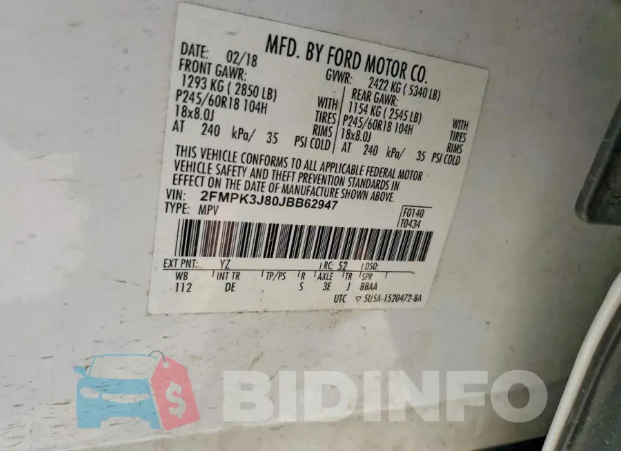 2FMPK3J80JBB62947 Photo# 13