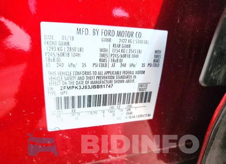 2FMPK3J83JBB51747 Photo# 13