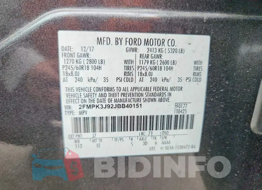 2FMPK3J92JBB40151 Photo# 12
