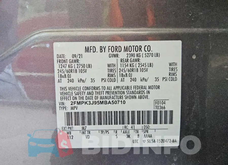 2FMPK3J95MBA50710 Photo# 13