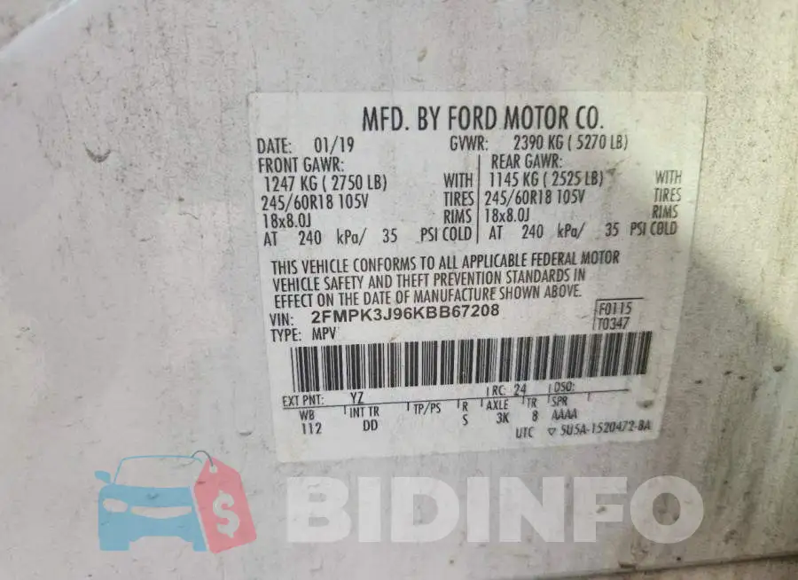 2FMPK3J96KBB67208 Photo# 13