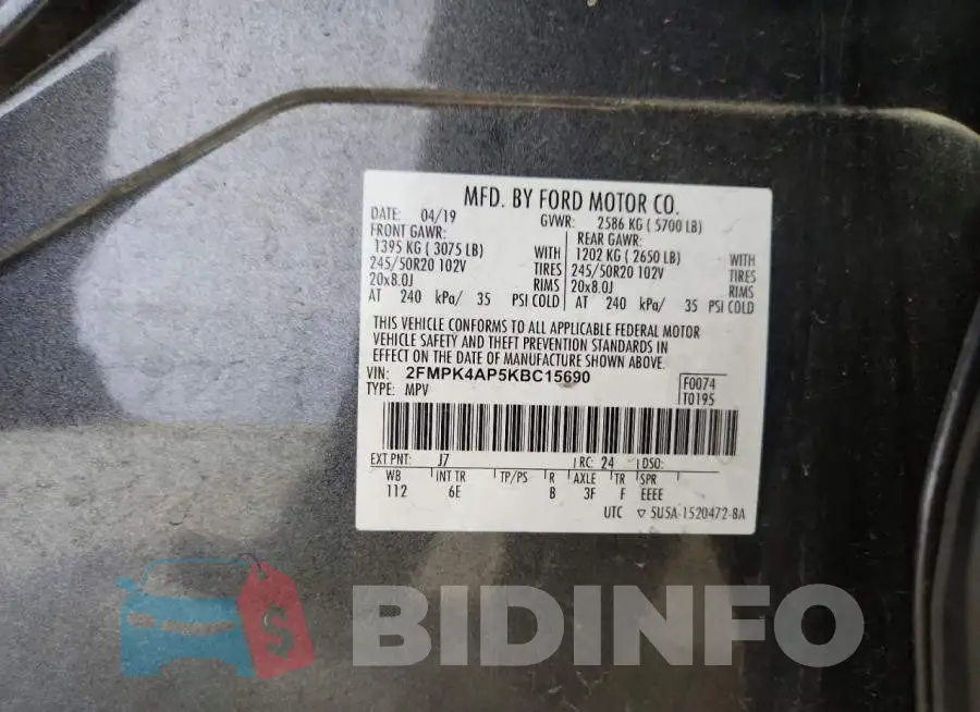 2FMPK4AP5KBC15690 Photo# 14