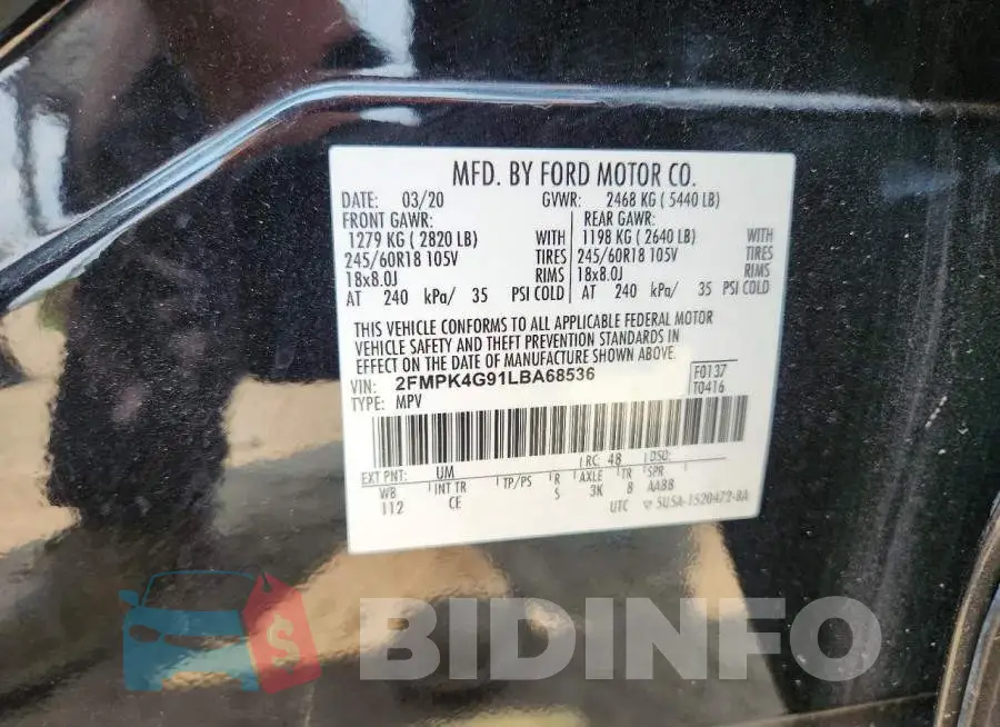 2FMPK4G91LBA68536 Photo# 14