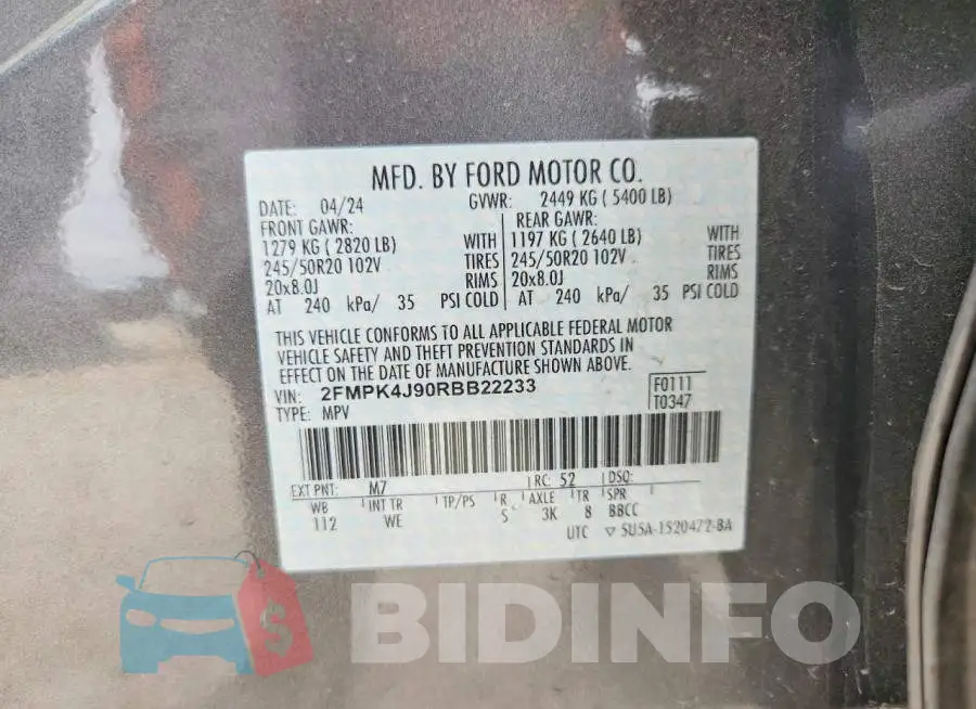 2FMPK4J90RBB22233 Photo# 12