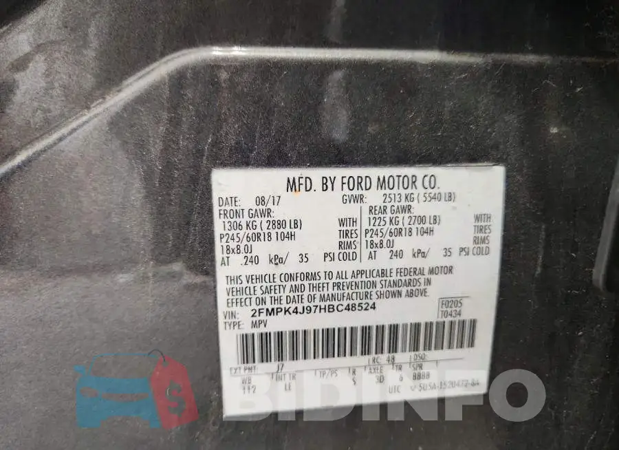 2FMPK4J97HBC48524 Photo# 13