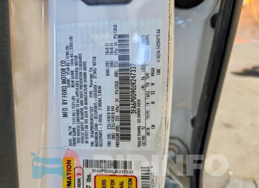 3FA6P0D90JR247332 Photo# 13