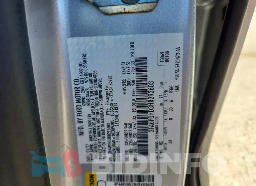 3FA6P0HD3HR293603 Photo# 12