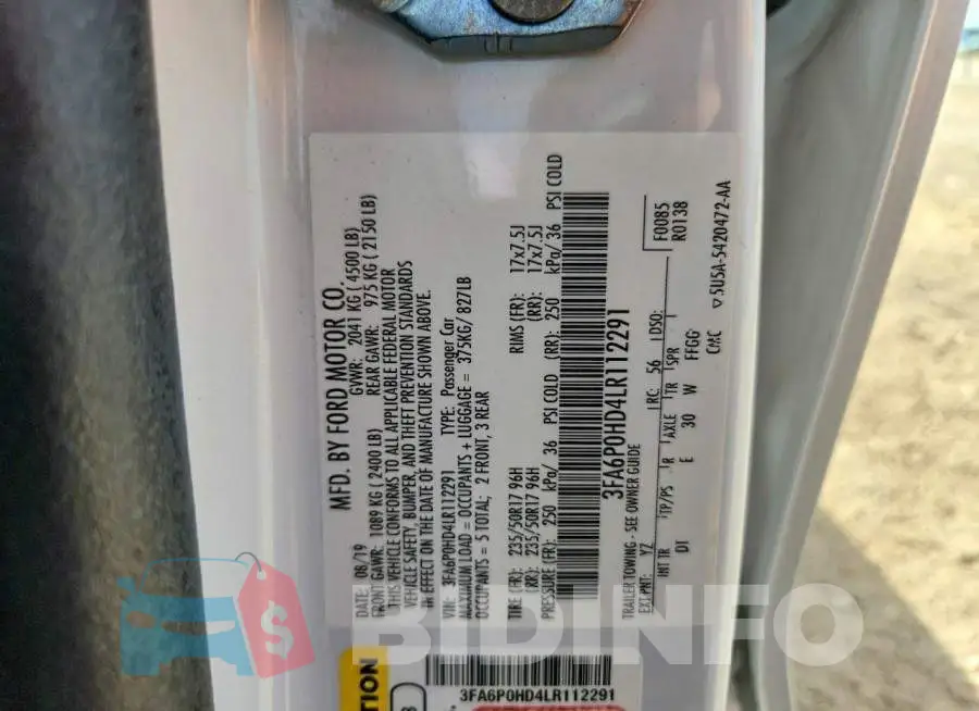 3FA6P0HD4LR112291 Photo# 13