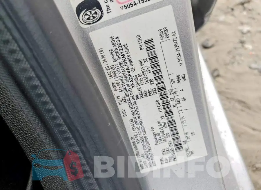 3FADP4AJ0KM122634 Photo# 13