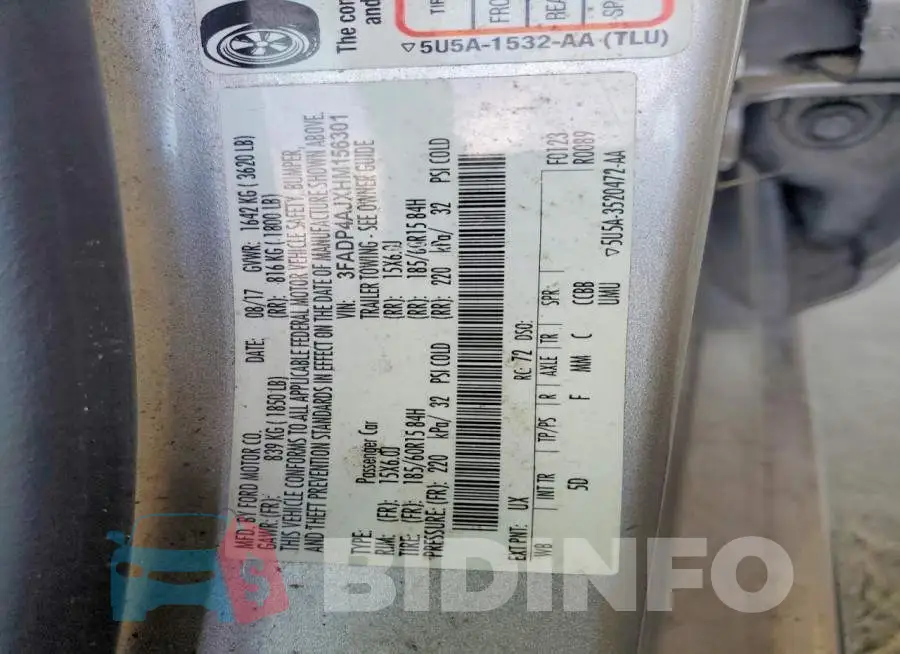 3FADP4AJXHM156301 Photo# 13