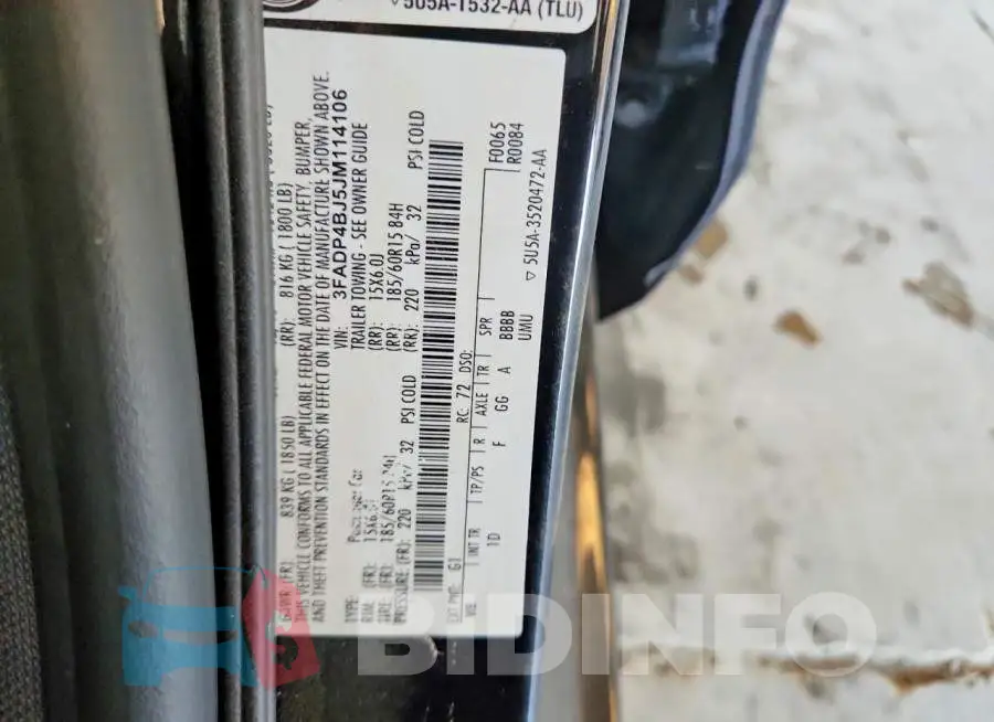3FADP4BJ5JM114106 Photo# 12