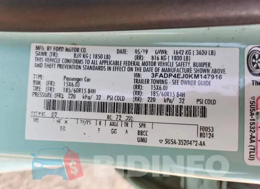 3FADP4EJ0KM147916 Photo# 12