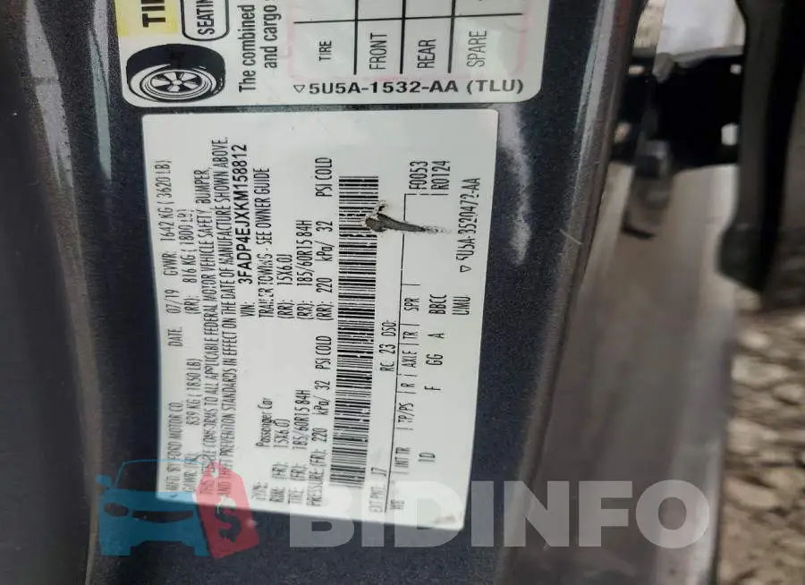 3FADP4EJXKM158812 Photo# 12
