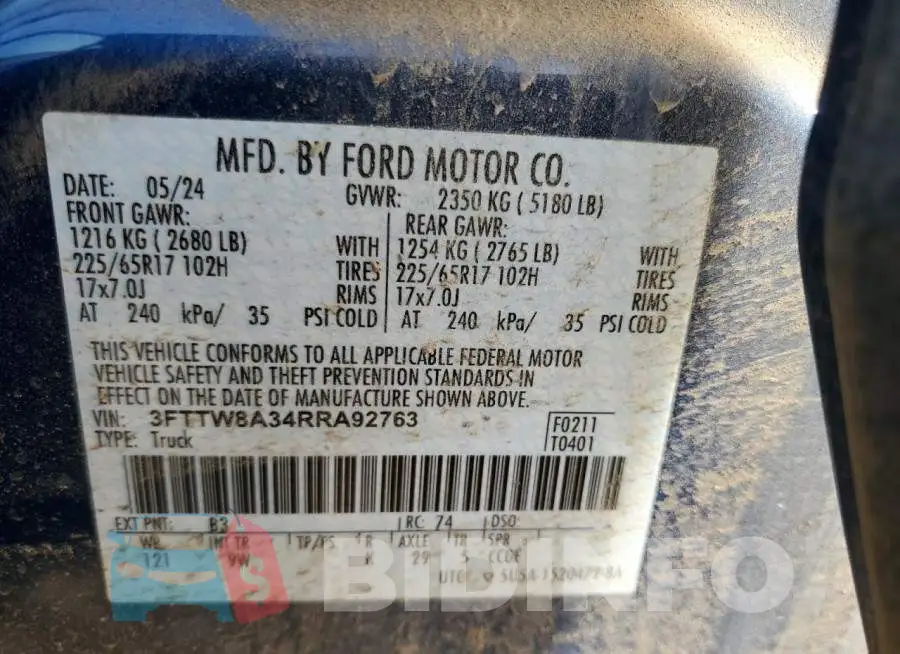 3FTTW8A34RRA92763 Photo# 12