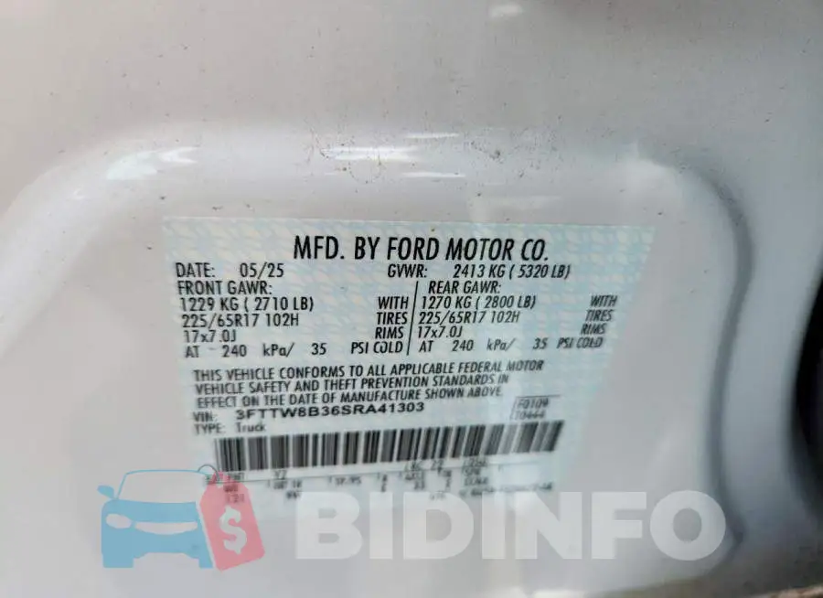 3FTTW8B36SRA41303 Photo# 13