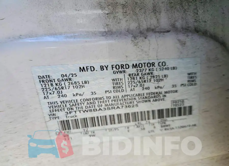 3FTTW8BA3SRA73625 Photo# 12