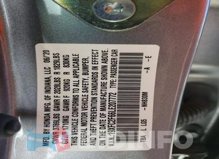 19XFC2F66LE207772 Photo# 12