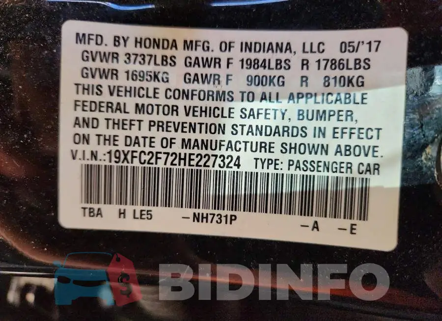 19XFC2F72HE227324 Photo# 12