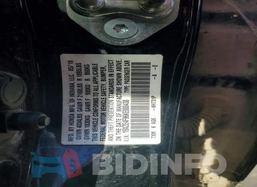 19XZE4F96KE000438 Photo# 12