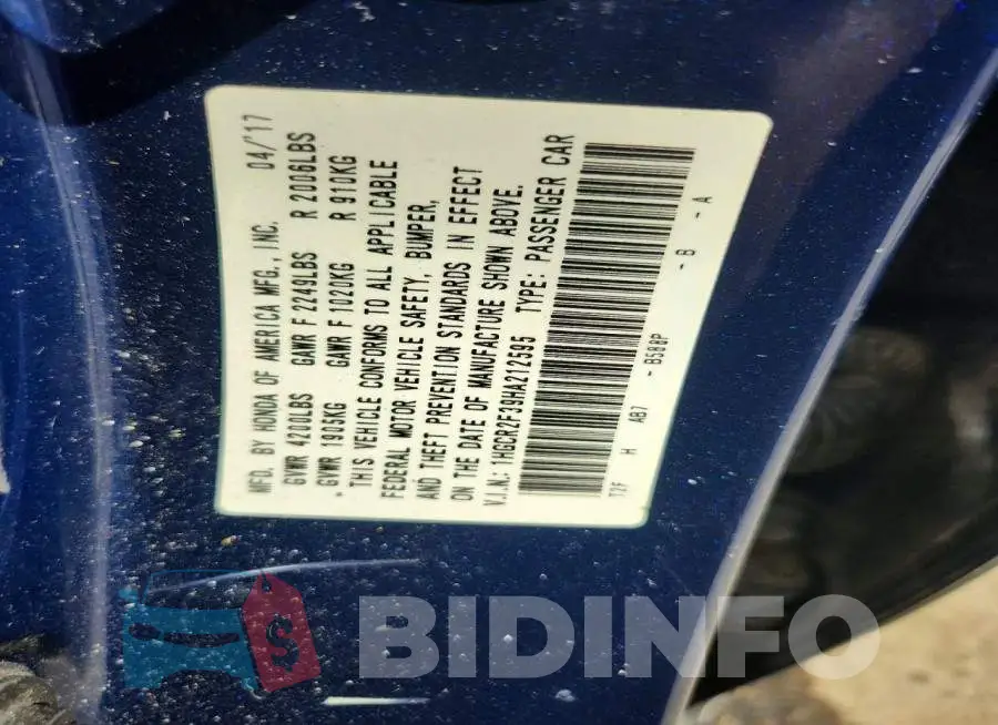 1HGCR2F39HA212595 Photo# 12