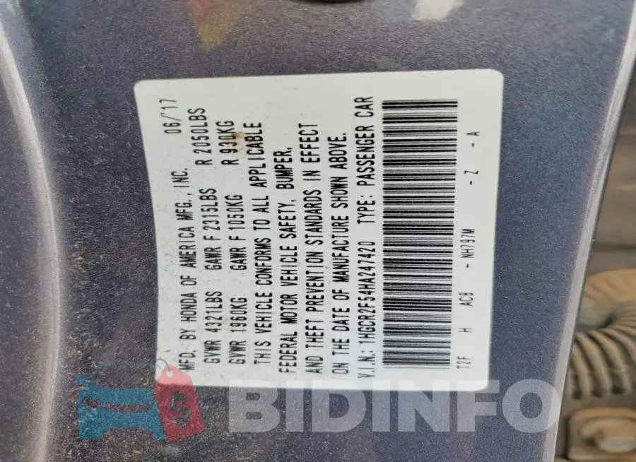1HGCR2F54HA247420 Photo# 12