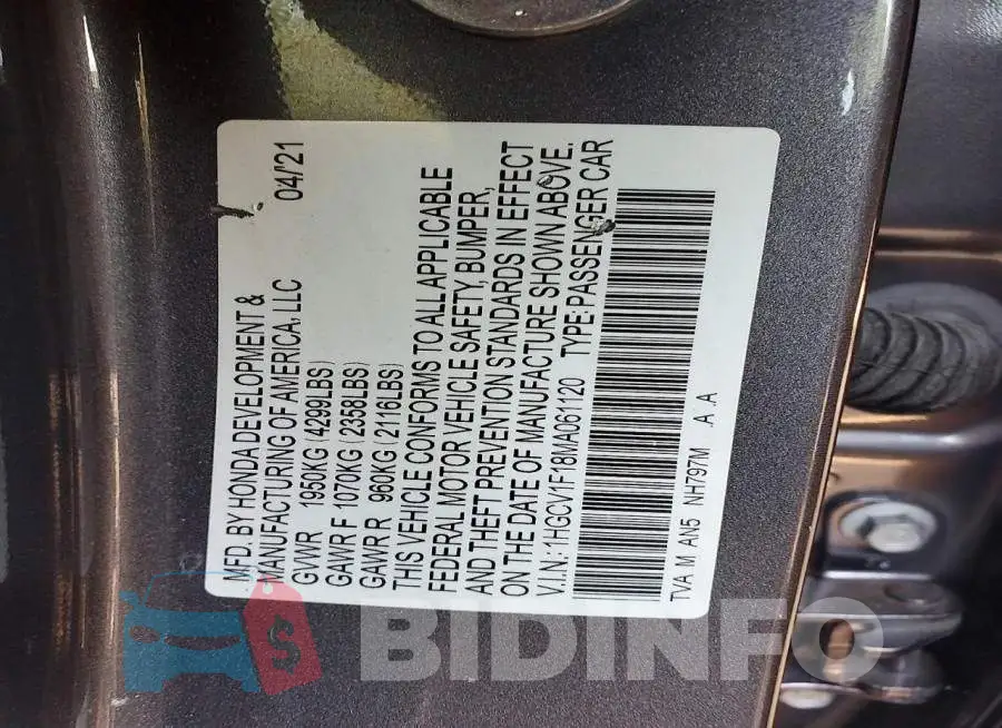 1HGCV1F18MA061120 Photo# 12
