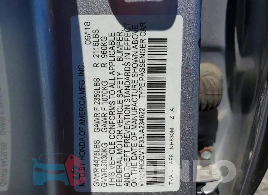 1HGCV1F33JA234622 Photo# 13