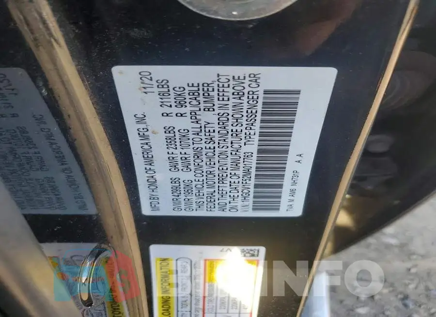 1HGCV1F52MA017763 Photo# 12
