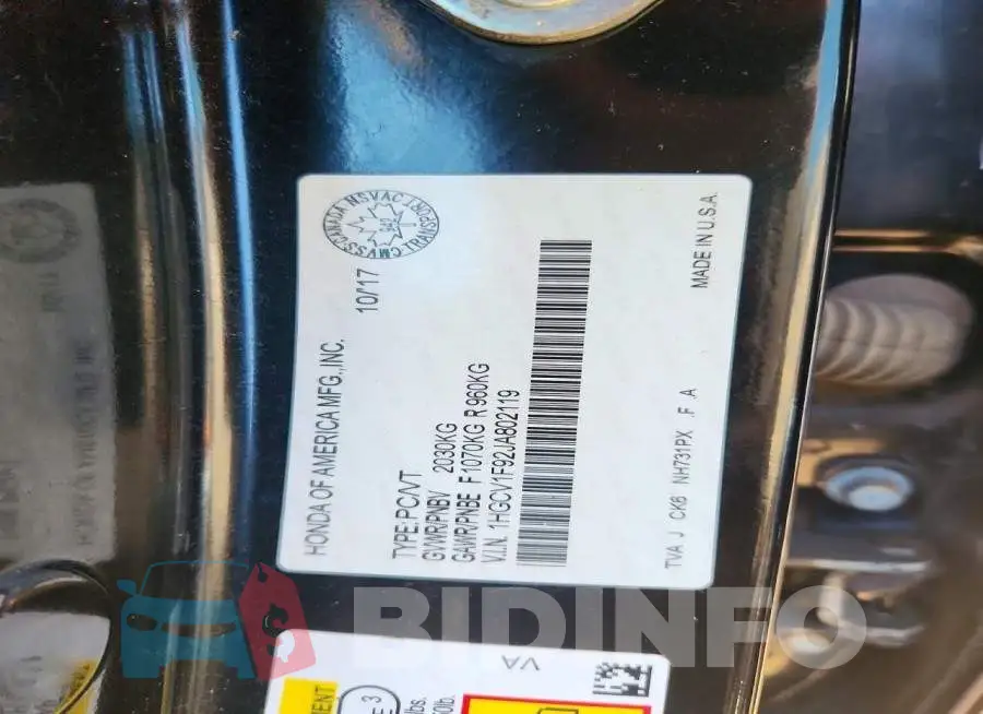 1HGCV1F92JA802119 Photo# 12