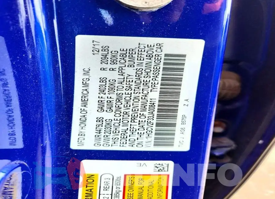 1HGCV2F33JA008411 Photo# 12